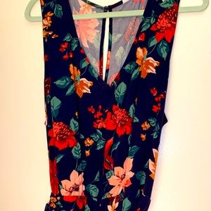 Belted floral jumpsuit